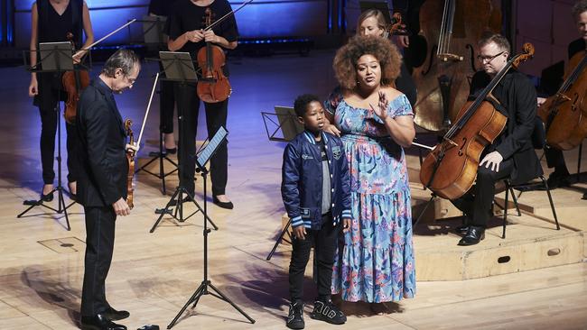 Angela Nica Sullen and Richard Tognetti and the ACO in the Beethoven Bridgetower concert at City Recital Hall Angel Place. Picture: Nic Walker