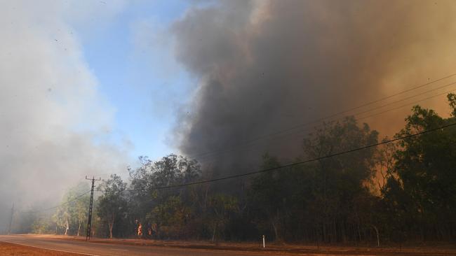 Bushfires NT have issued a 24 hour fire ban in Darwin and Adelaide River. Last year, firefighters battled to contain bushfires in Humpty Doo, Hayball Road, Collard Road, Freds Pass Road, Barrow Road, Kennedy Road Picture Katrina Bridgeford.