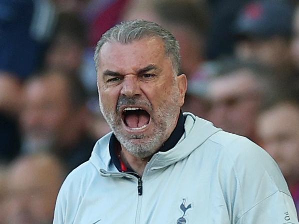 BIRMINGHAM, ENGLAND - MAY 16: Ange Postecoglou, Manager of Tottenham Hotspur, reacts during the Premier League match between Aston Villa FC and Tottenham Hotspur FC at Villa Park on May 16, 2025 in Birmingham, England. (Photo by Carl Recine/Getty Images)