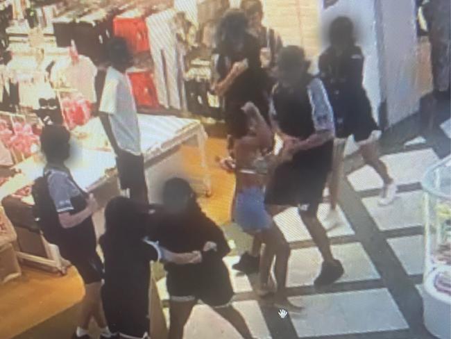 CCTV stills from fights at the Casuarina Square shopping centre in February. Picture: Supplied