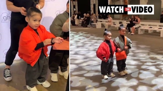 Style influencers Mia, 5, and Tatiana, 3, from Sydney attended Fashion Week on Tuesday where they stole the show with their adorable outfits.