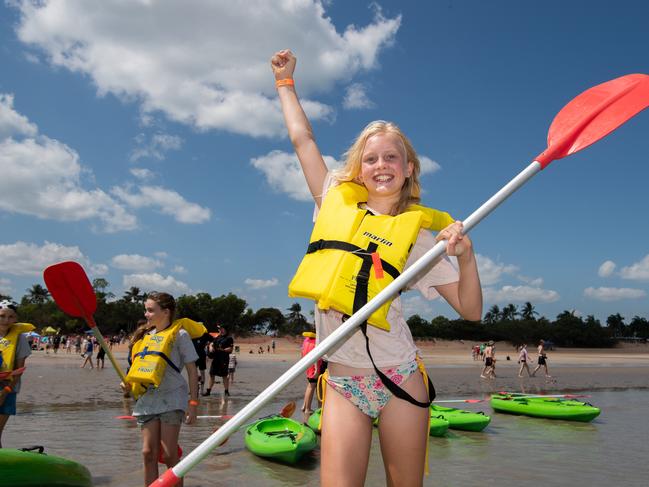 Charlotte Wright at the Darwin Beer Can Regatta at Mindil Beach, 2024. Picture: Pema Tamang Pakhrin