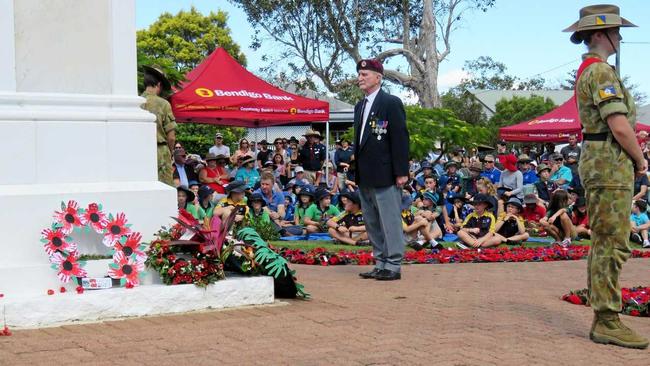 Laying the wreaths at Cooroy's Anzac Day ceremony 2018. Picture: Alan Lander