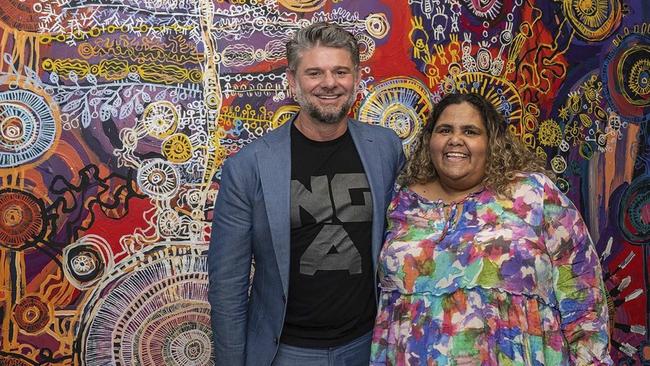 NGA Director Nick Mitzevich and APY Arts Centre Collective’s Sally Scales. Picture: Instagram