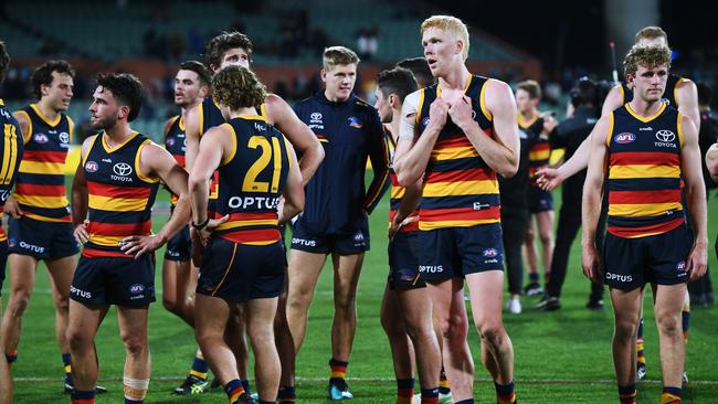 The Crows went blow for blow with the Eagles in the first half, but West Coast began to pull away in the second. Picture: Mark Brake/Getty Images