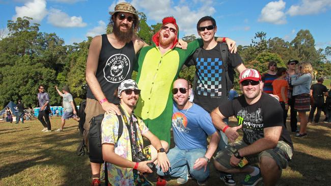 Alby Ryan, Adam Taylor, John Robertson, Jason Visini, Joel Dalgleish and Leon Langner at the Big Pineapple Music Festival in 2014. Picture: Brett Wortman