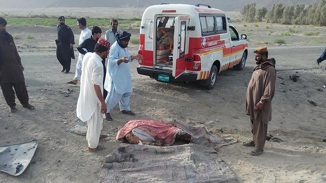 ‘Good riddance to bad rubbush.’ The scene of the drone strike that killed Aktar Mansour and a fellow Taliban outside the Pakistani town of Ahmed Wal on May 21, 2016.