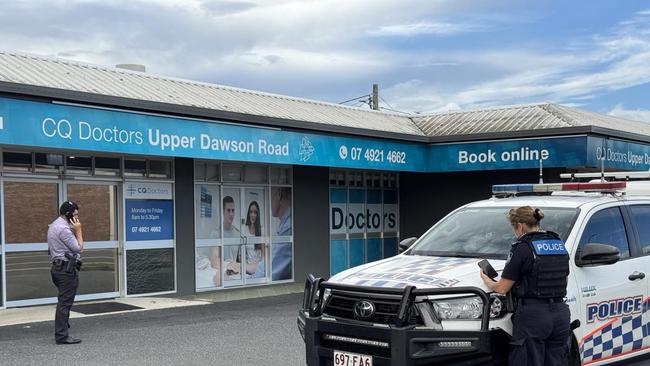 Police attend the doctors' surgery were a man presented with serious wounds from an alleged machete attack.