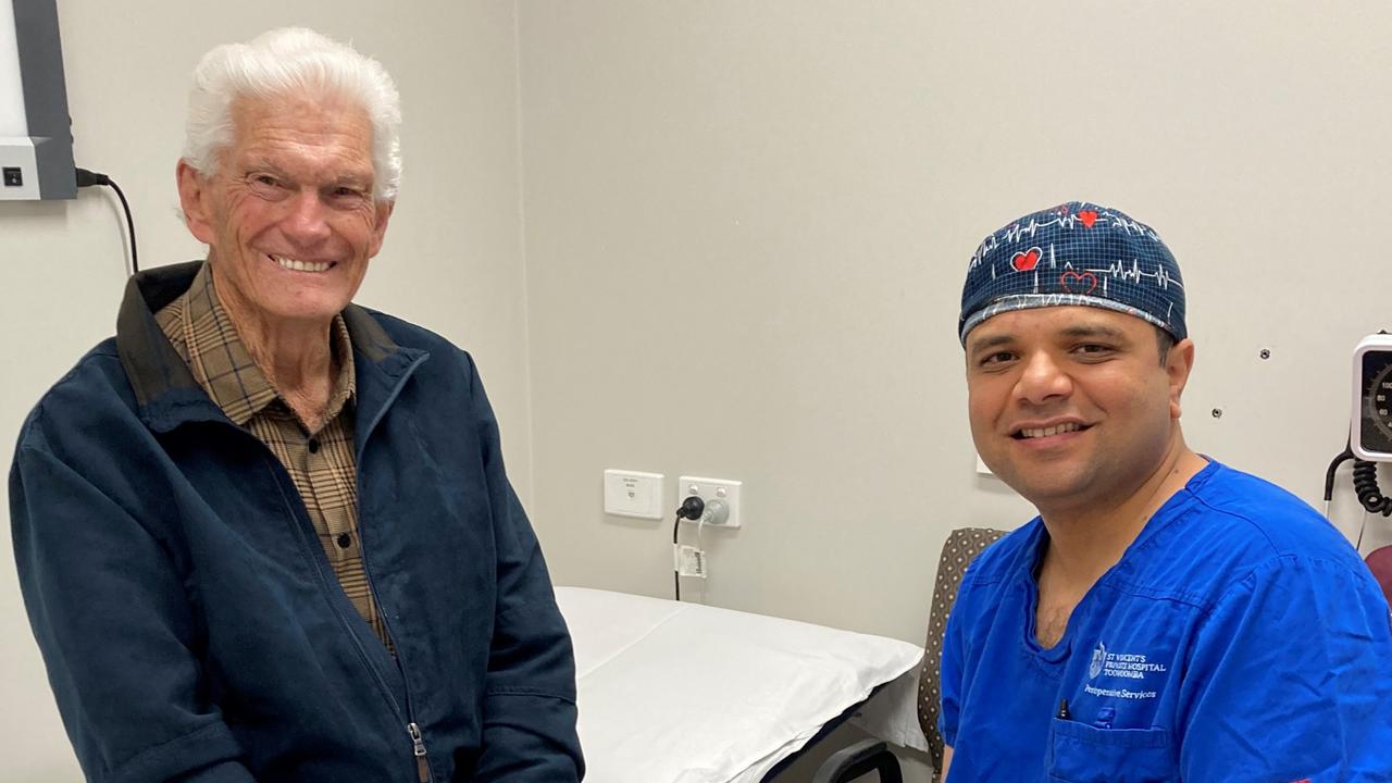 FIRST FOR REGION: St Vincent's Private Hospital urologist Dr Devang Desari sits down with Toowoomba patient Colin Kessler. The surgeon recently performed Rezum therapy for the first time in the region.