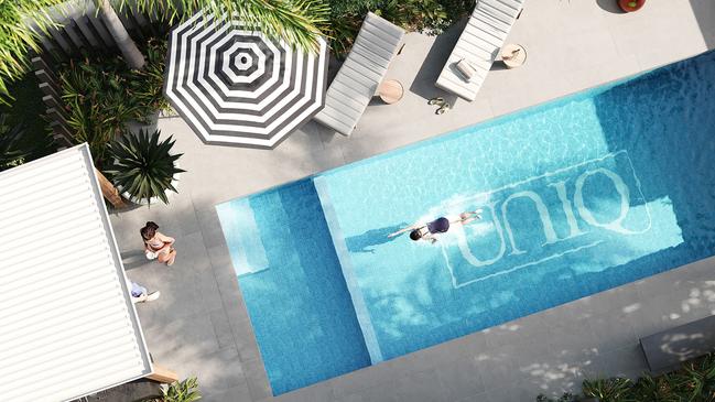 An artist's impression of the pool area planned for UNIQ by Devlink Group. Image supplied.