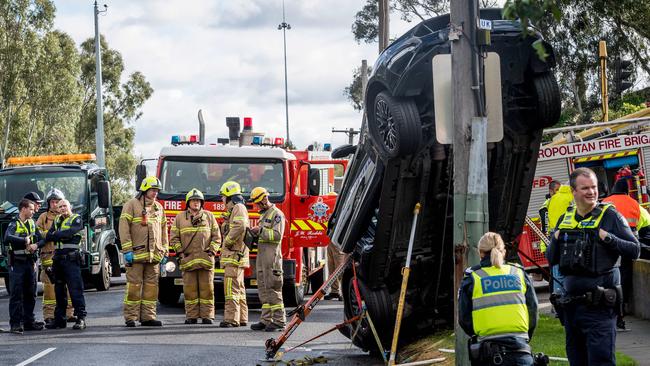 Emergency crews at the scene in Kew. Picture: Jake Nowakowski