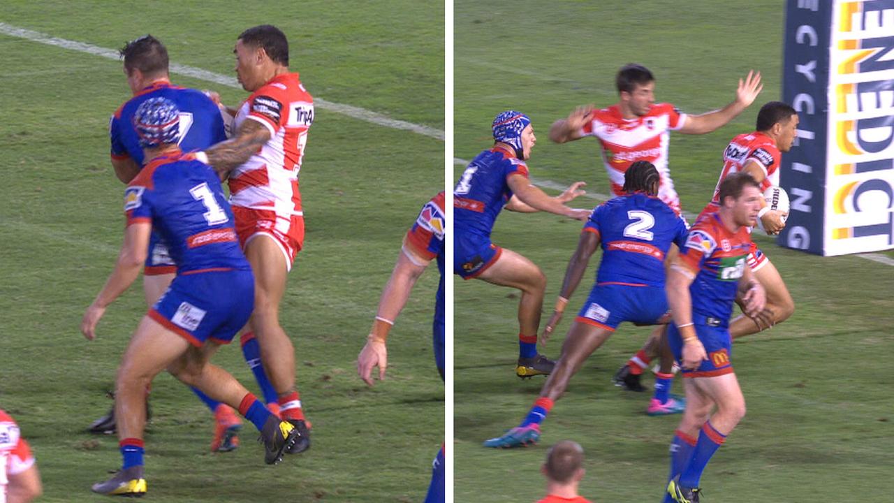 Frizell rips Mitch Pearce to go in and score