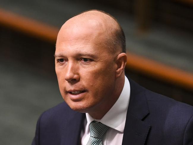 Former Australian Home Affairs Minister Peter Dutton is seen during a vote to adjourn the House of Representatives at Parliament House in Canberra, Thursday, August 23, 2018.  (AAP Image/Lukas Coch) NO ARCHIVING