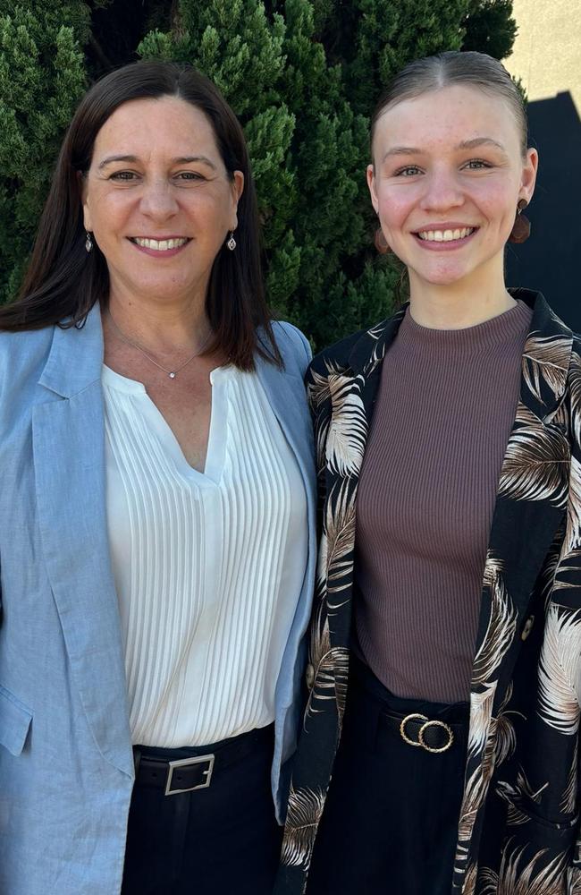 2024 Nanango youth member Emma Lindholm with Nanango LNP MP Deb Frecklington.