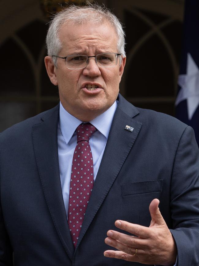 Scott Morrison at Kirribilli House in Sydney on Wednesday. Picture: Justin Lloyd.