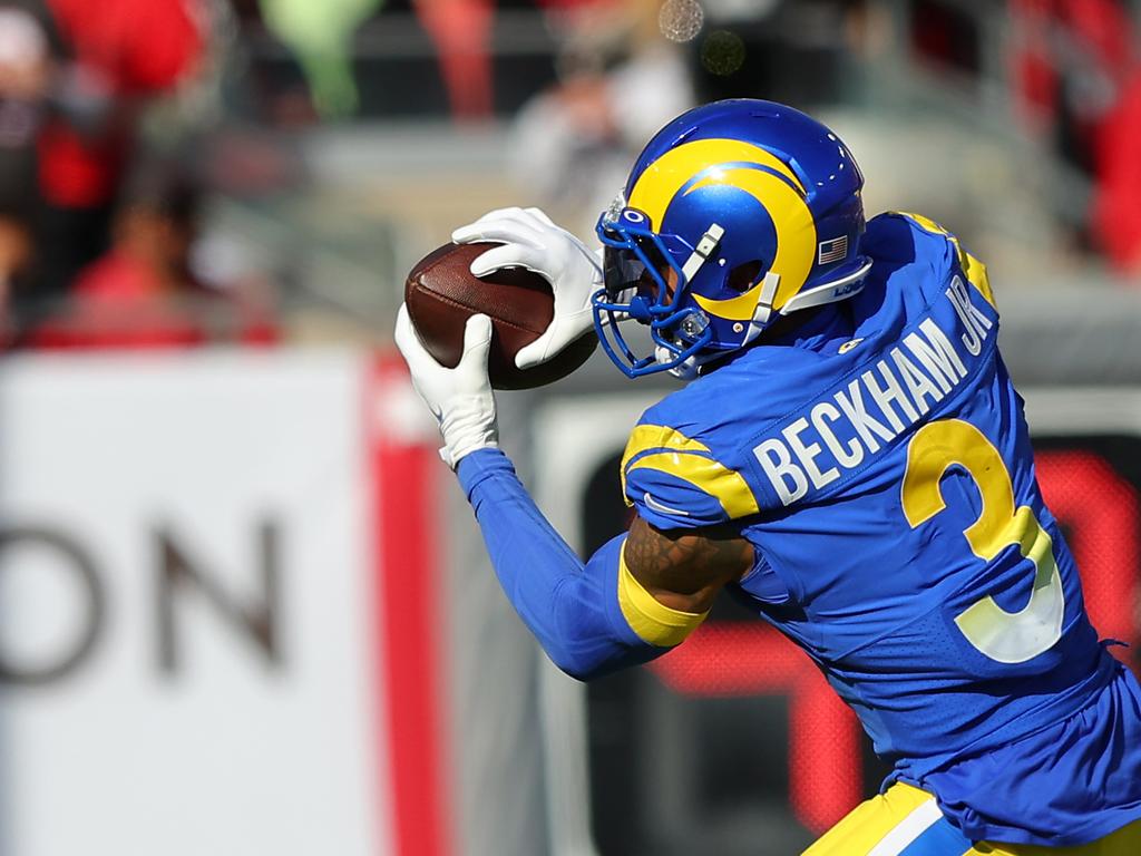Odell Beckham Jr. seemed a confusing pick for the already receiver stacked Rams, but LA coach Sean McVay’s gamble appears to have paid off. Picture: Kevin C. Cox/Getty Images