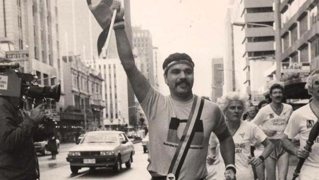 Aboriginal leader Warren Mundine protesting at the 1982 Commonwealth Games (supplied by Warren Mundine).