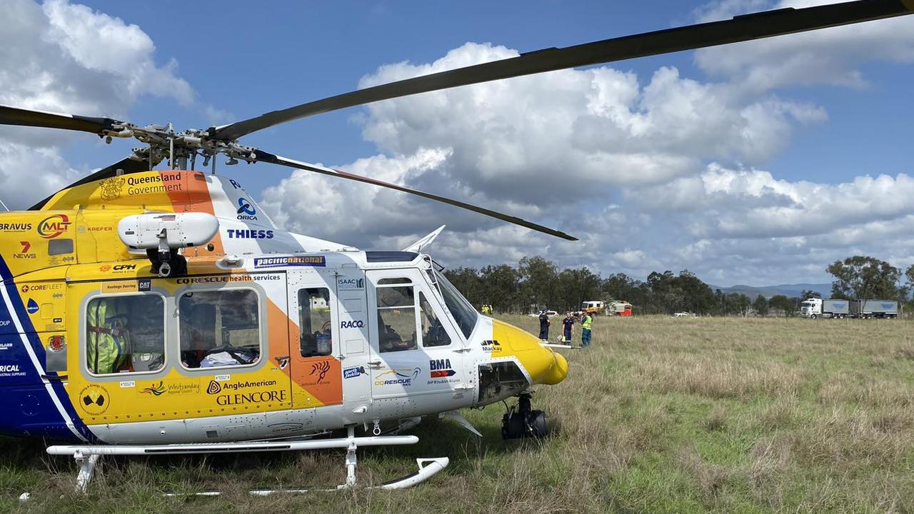 RACQ CQ Rescue was tasked to a single vehicle rollover on the Bruce Highway 30km south of St Lawrence on Tuesday, December 5, 2023. Picture: RACQ CQ Rescue