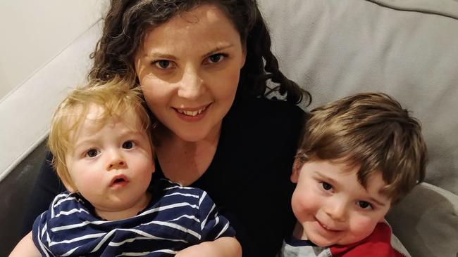 Melbourne mum Allie Baker with sons Teddy, 1, and Charles, 3, is calling for a childcare ombudsman. Picture: Supplied