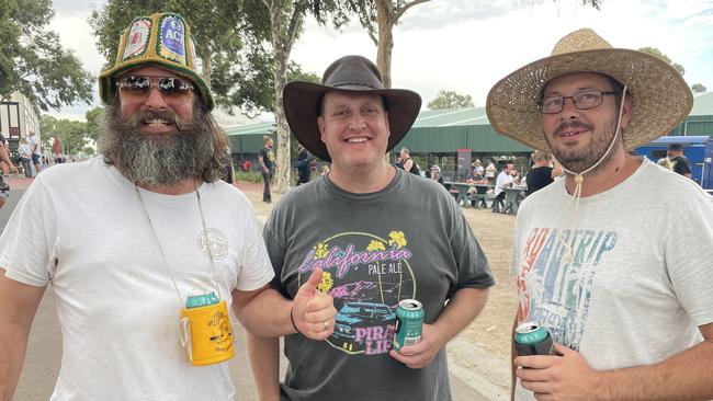 Yarra Valley mates Vaughn Hindle, Deery Aulich and Brad Plant lived it up at Meatstock 2023 at the Melbourne Showgrounds on March 18.