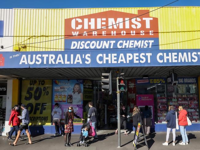 MELBOURNE, AUSTRALIA - NewsWire Photos 14 AUGUST 2021 : Chemist Warehouse at 300 Bridge Rd. Richmond ,is the latest to be added in a growing list of Covid-19 exposure sites across Melbourne. Picture : NCA NewsWire / Ian Currie