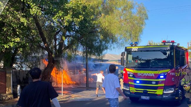 A fire tore through the front of an Unley home on Christmas Eve. Pictures: 7NEWS