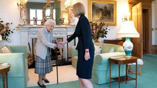 Britain's Queen Elizabeth II and new Conservative Party leader and Britain's Prime Minister-elect Liz Truss meet at Balmoral Castle in Ballater, Scotland. Picture: Jane Barlow