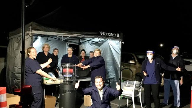 Southern NSW Health workers at the Hanging Rock testing clinic, Batemans Bay. Pictures: Southern NSW Local Health District/Facebook.