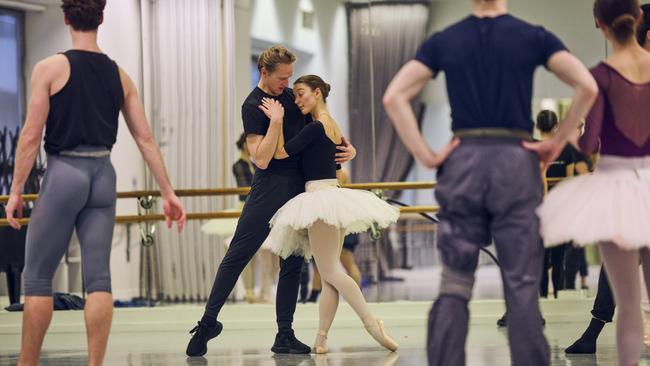 Artistic director David Hallberg takes the corps de ballet through rehearsals for Swan Lake. Picture: Cameron Grayson