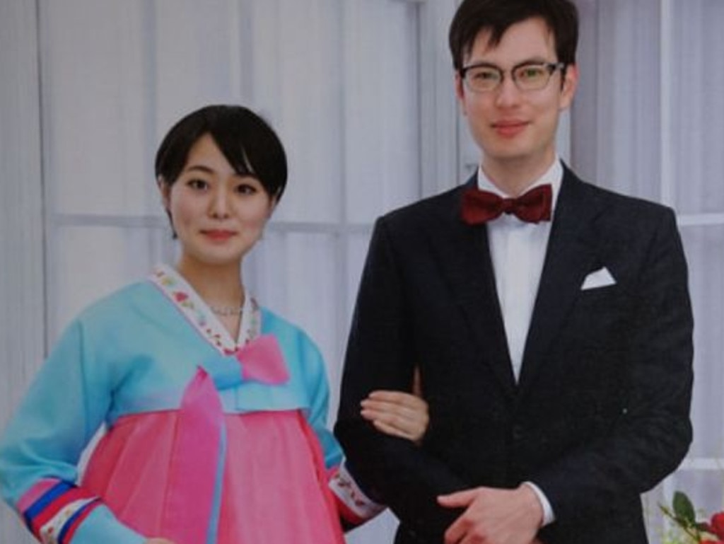 Alek Sigley and his wife Yuka on their wedding day last year. Picture: Alek Sigley