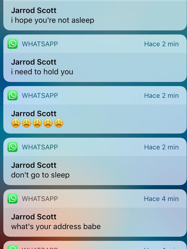 Fleming claims Scott first contacted her in December 2016 via direct message on Instagram. Pictures: Supplied