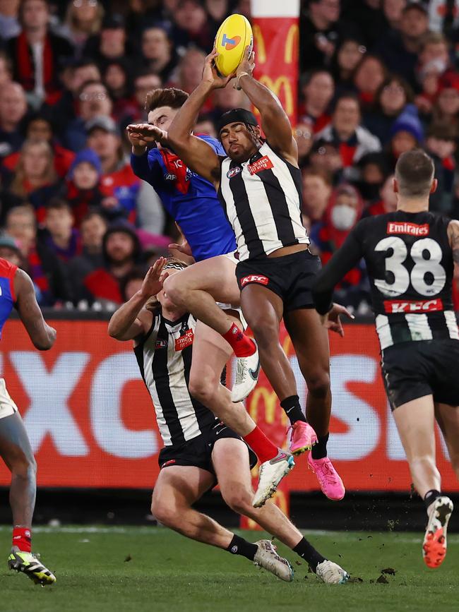 Isaac Quaynor of the Magpies during the qualifying final between Collingwood and Melbourne at the MCG. Picture: Michael Klein.