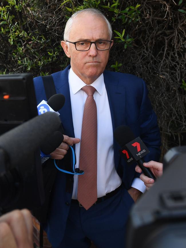 Former prime minister Malcolm Turnbull speaks to the media this morning. Picture: AAP