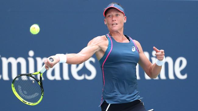 Unforced errors brought Samantha Stosur down in her women's singles first round match against Caroline Wozniacki of Denmark on Day Two of the 2018 US Open. Picture: Getty Images