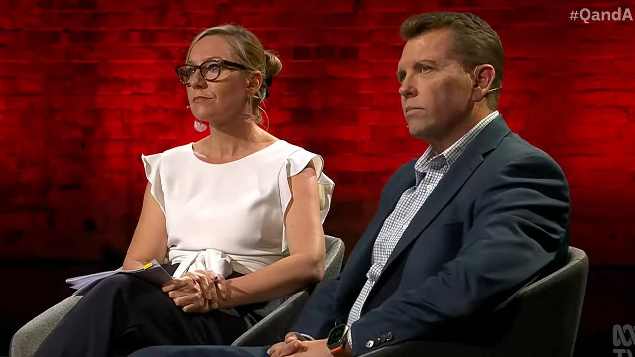 Greens senator Larissa Waters and former Queensland LNP minister Scott Emerson on Monday night's QandA program. Picture: ABC