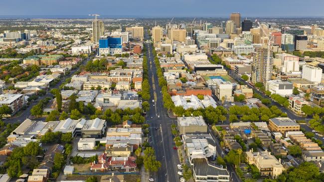 Aerial view of Adelaide in South Australia  suburbs, streets and housing generic images