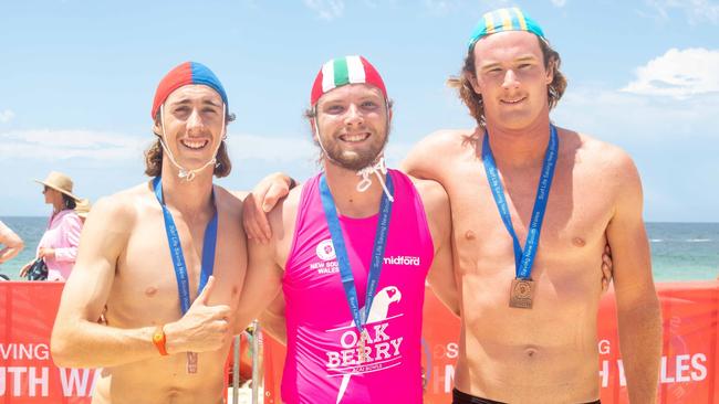 Lennox Head-Alstonville's Oliver Sharpe (right), pictured after finishing third in the U19 beach sprint on day one, retained his open ironmen crown. Photo: Shane Abrahamson/SLS NSW.