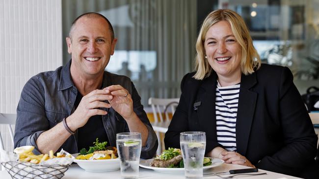 Emdur and journalist Karlie Rutherford dig in at North Bondi RSL. Picture: Sam Ruttyn