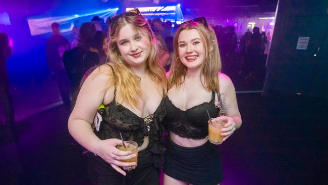 Ambar Tomlinson and Lakeisha Mckewin at Cocktails Nightclub. Picture: Lucas Linck