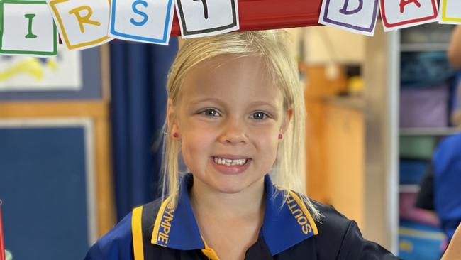 Harper Mordey – Gympie South State School prep students on first day, Monday January 22, 2024.