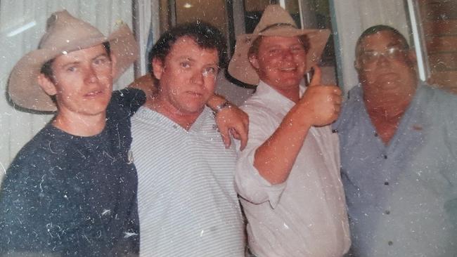 Dylan Donohue (left) pictured at his 21st birthday party with Terry Jnr, Uncle Bear and Pa.