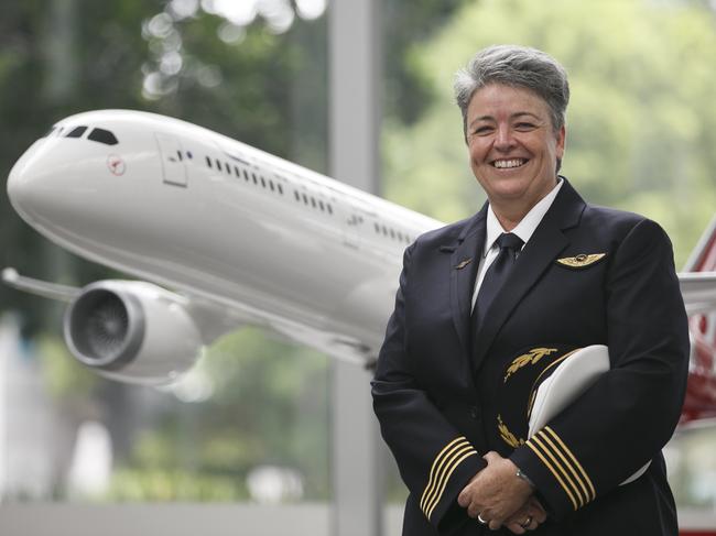 First pilots for the Qantas Dreamliner flight - next Friday from Perth to London.Captain Lisa Norman will be co piloting the flight.Photo: Tim Pascoe