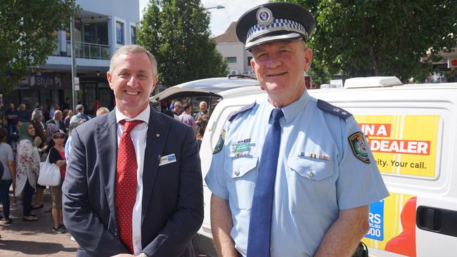 From left: Peter Price, the chief executive of Crime Stoppers NSW, and Peter Lennon, Superintendent at Fairfield Police Area Command. Picture: Tony Ibrahim