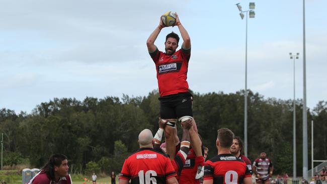 Gold Coast District Rugby Union First Grade Grand Final. Griffith University Colleges Knights v Nerang Bulls. Knights No5 Seb Gallagher, Pic Mike Batterham