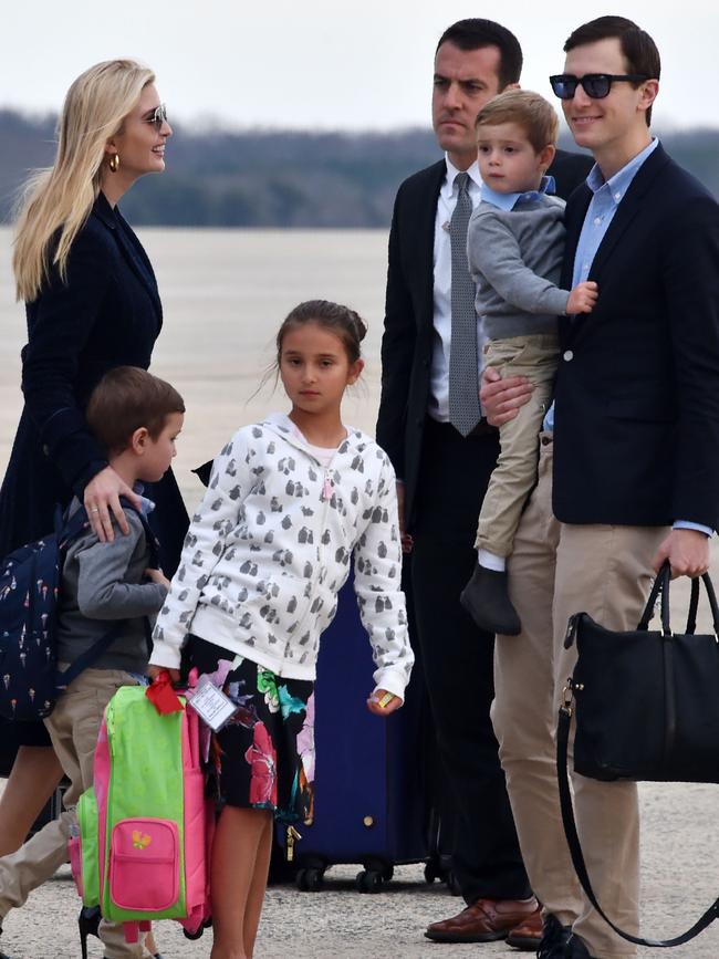 Mr Kushner, Ms Trump and their children. Picture: AFP