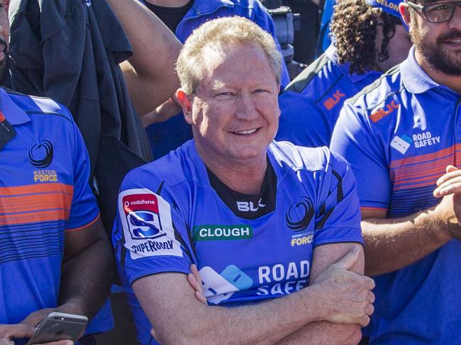 Andrew Forrest in the crowd during a rally at the Force HQ in Perth, Sunday, August 20, 2017. An estimated 10,000 Western Force fans have rallied in Perth against the Super Rugby club's axing by the Australian Rugby Union. (AAP Image/Tony McDonough) NO ARCHIVING