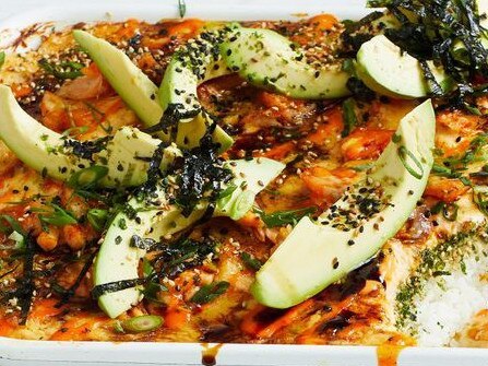 Easy salmon sushi bake.