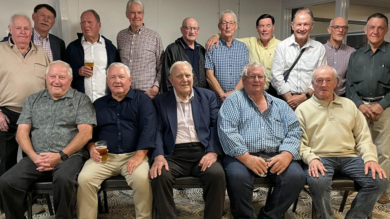 GOLDEN TEAM: Celebrating 50 years since winning the 1973 Toowoomba Rugby League grand final are Newtown Lions (back, from left) Don Lederhose (team selector), Frank Hedge, Graham Jenkins, Gary Meara, Tony Brunner, Russ Zimmerle, Doug Muir, Graeme Wockner, Nev Sloan and John Ritter; (front, from left) Ray Prouten, Robin Horn, Phil Essex (1973 club president) Ron Cameron and Kevin Dixon. Picture: Peter Hardwick