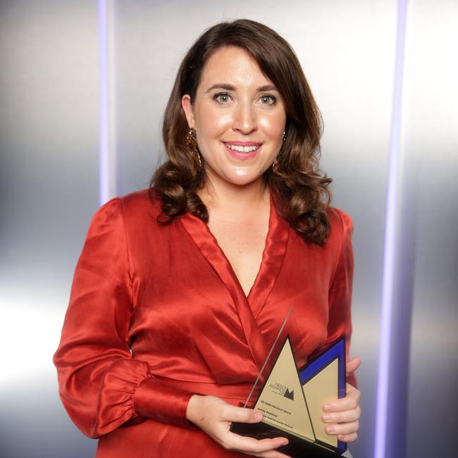 Annika Smethurst was awarded the Sir Keith Murdoch Award (Journalist of the Year) at the 2019 News Awards. Picture: Christian Gilles