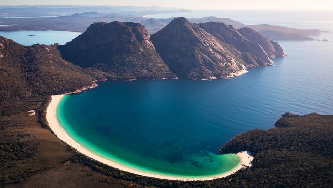 Wineglass Bay – Freycinet Air. Picture: Tourism Australia